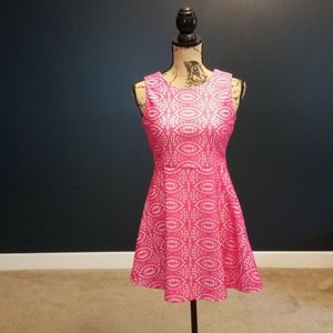 Hot Pink and White patterned dress